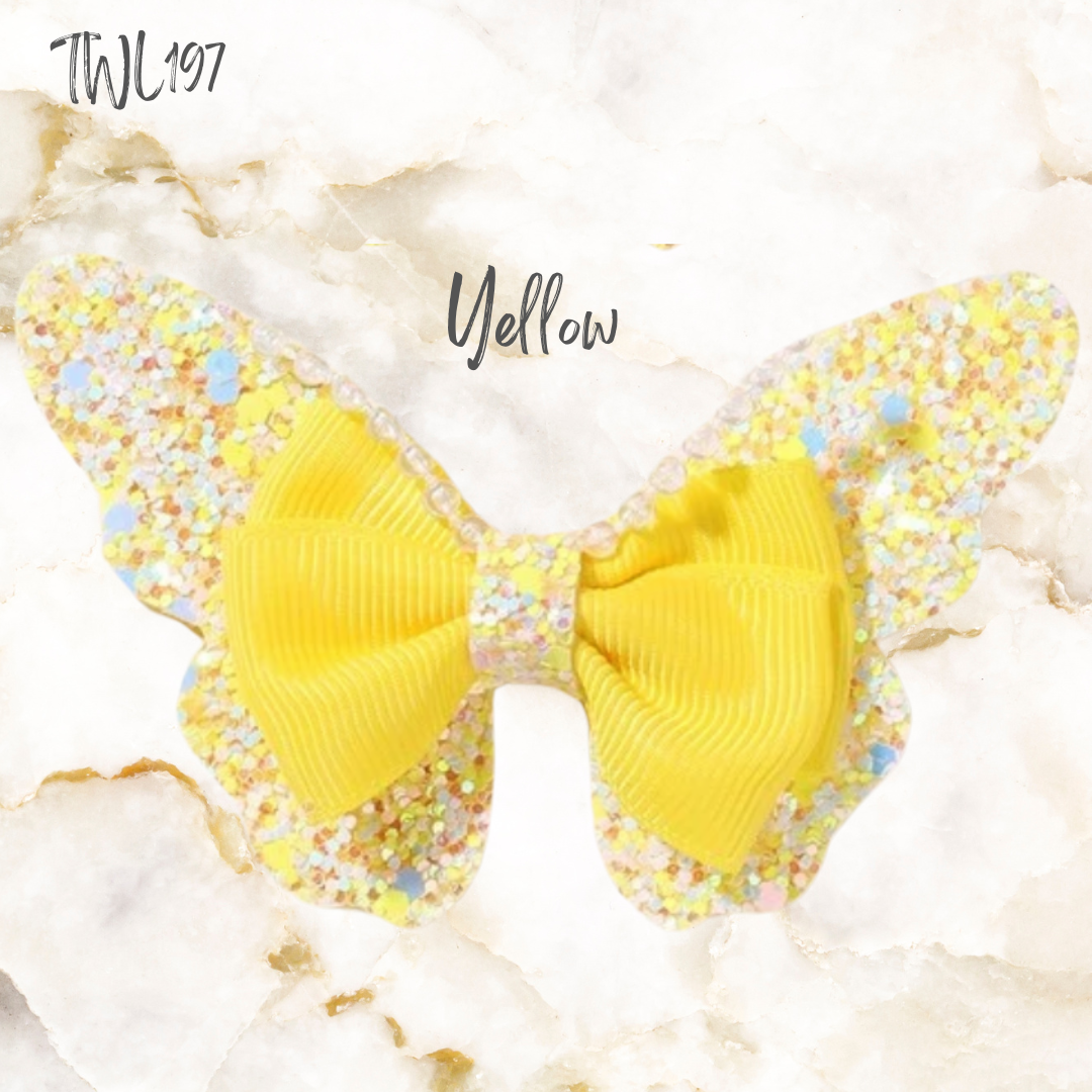 Girls Glitter Butterfly with pearls hair clip
