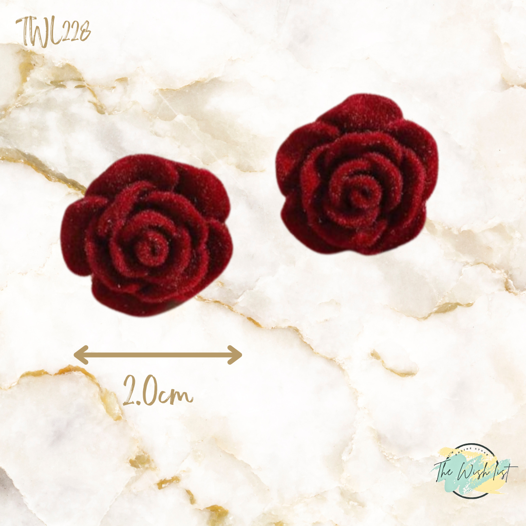 Red Velvet Floral design stud earrings