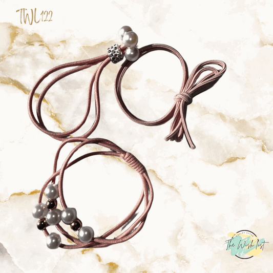 3 Pce Faux Pearl decor Hair Tie