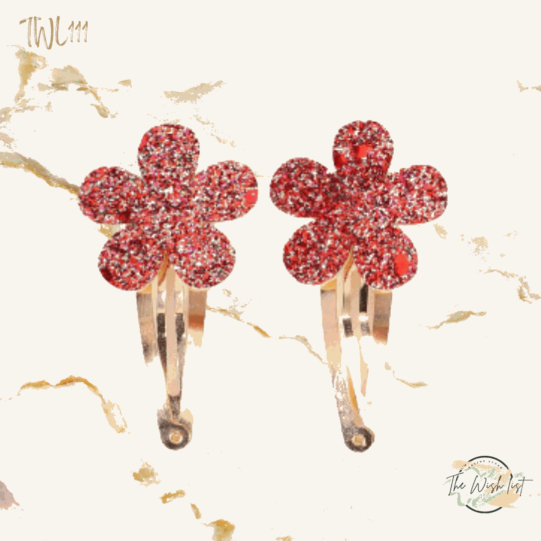 2 Pce Gradient Glitter Hair Clips, Simple And Sweet Style