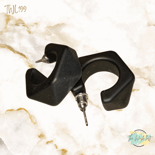 Unique shaped geometric earrings - Black Silver Gold