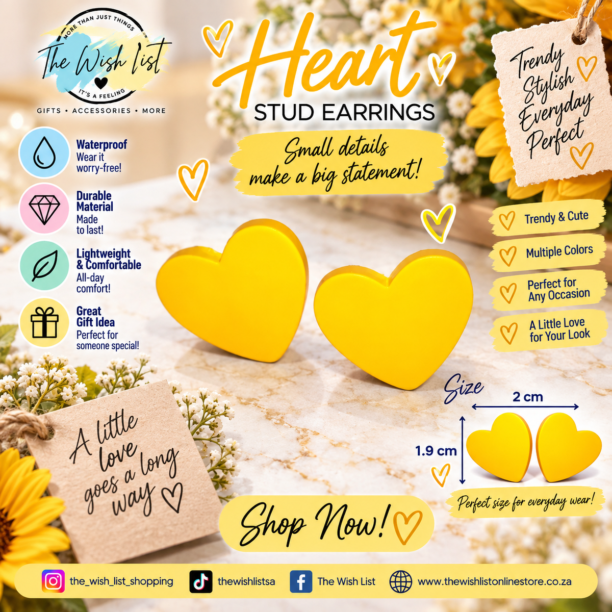 Heart Stud Earrings - Assorted colors