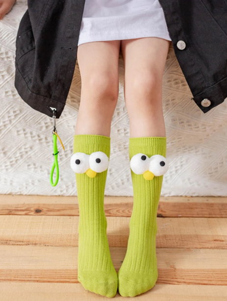 1pair Kids Eye Decor Crew Socks For Daily Life