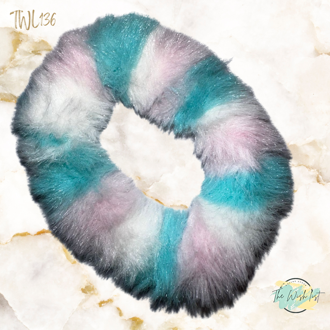 Neon Bright Block Colored Fluffy Scrunchies