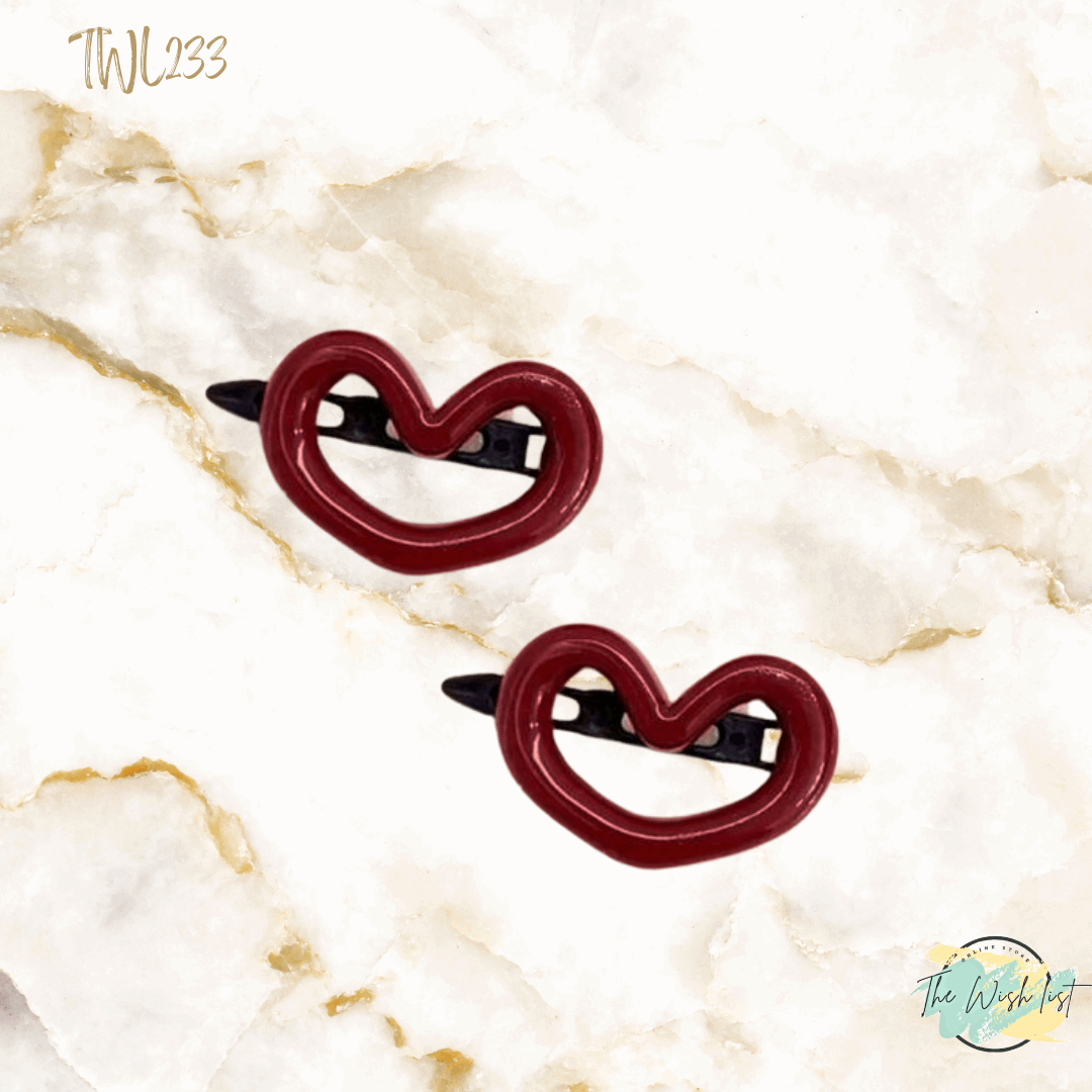 2Pce Plastic Heart shape hair clips for everyday use