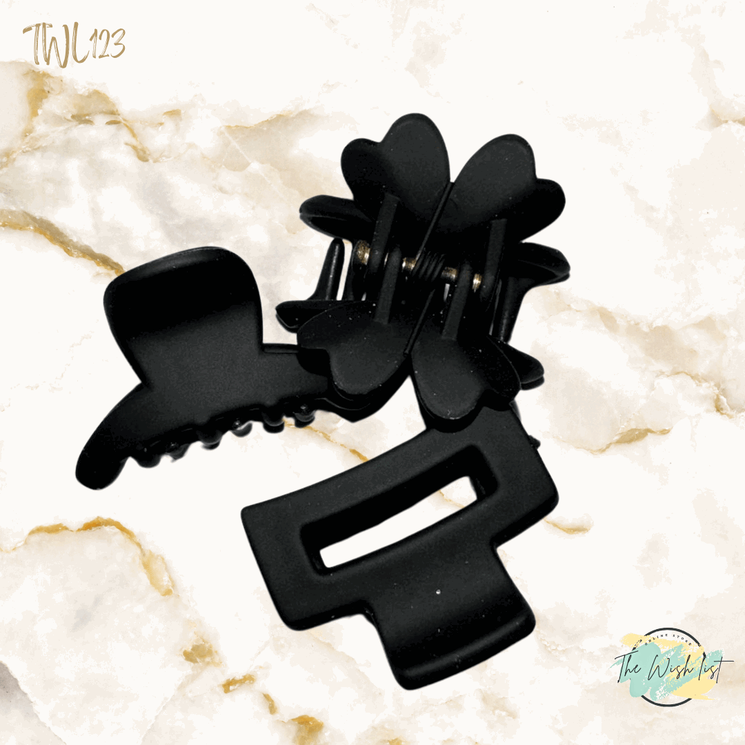3Pce Solid Matte hair claw, Flower Claw, Plastic small claw