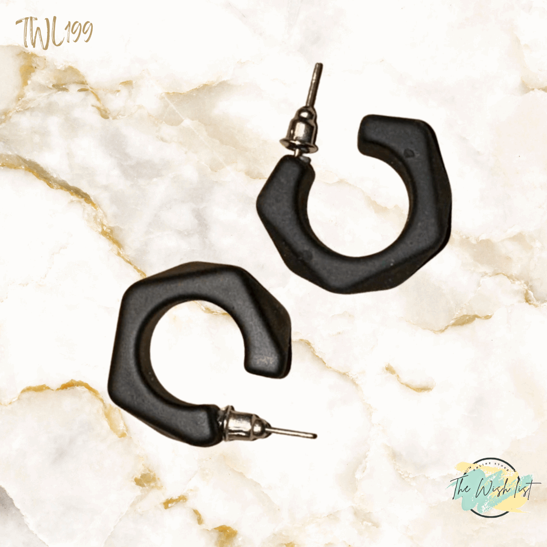 Unique shaped geometric earrings - Black Silver Gold