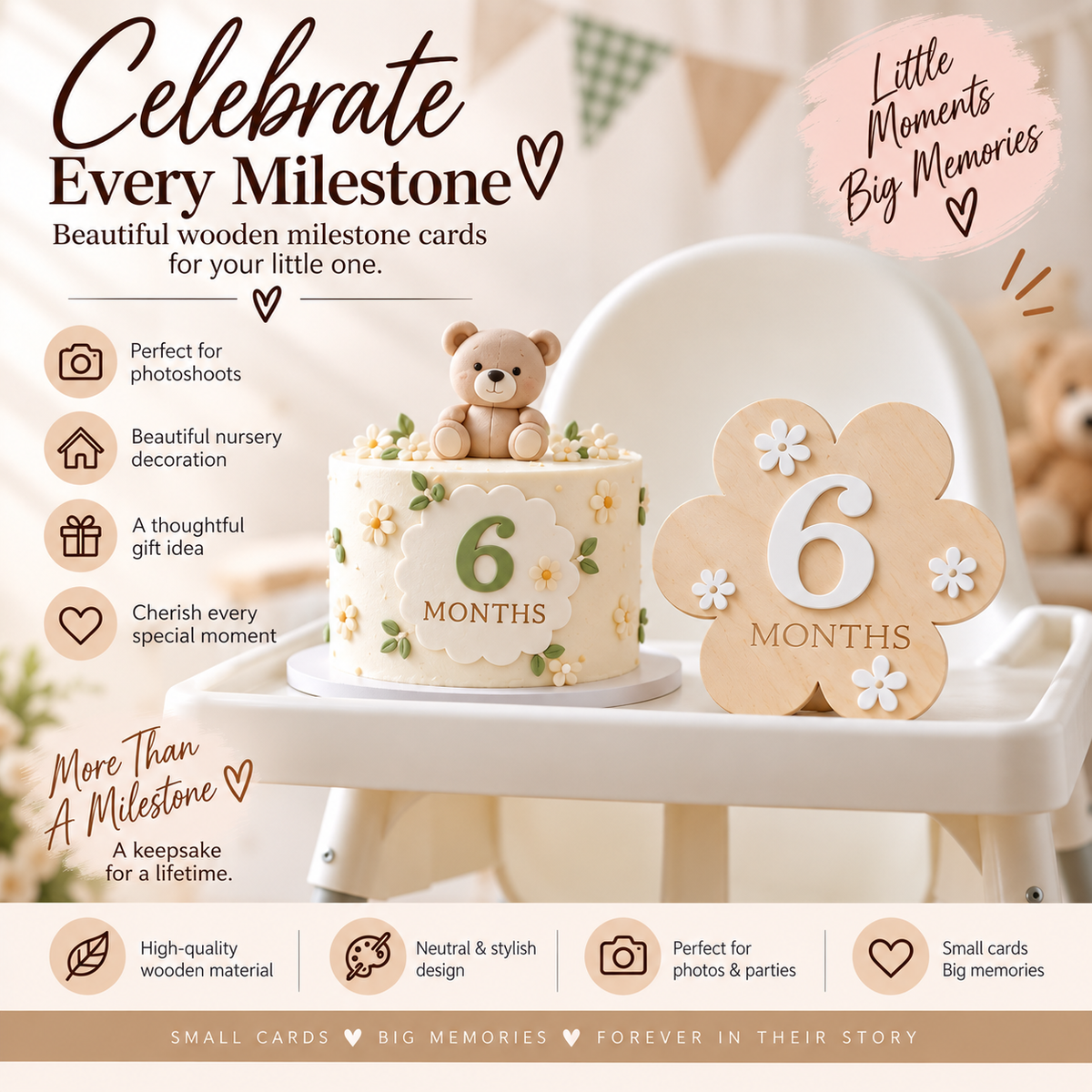 Newborn Baby Monthly Milestone Wooden Flower Plaque For 1-12 Months Birthday Photography Props Baby Shower Gifts