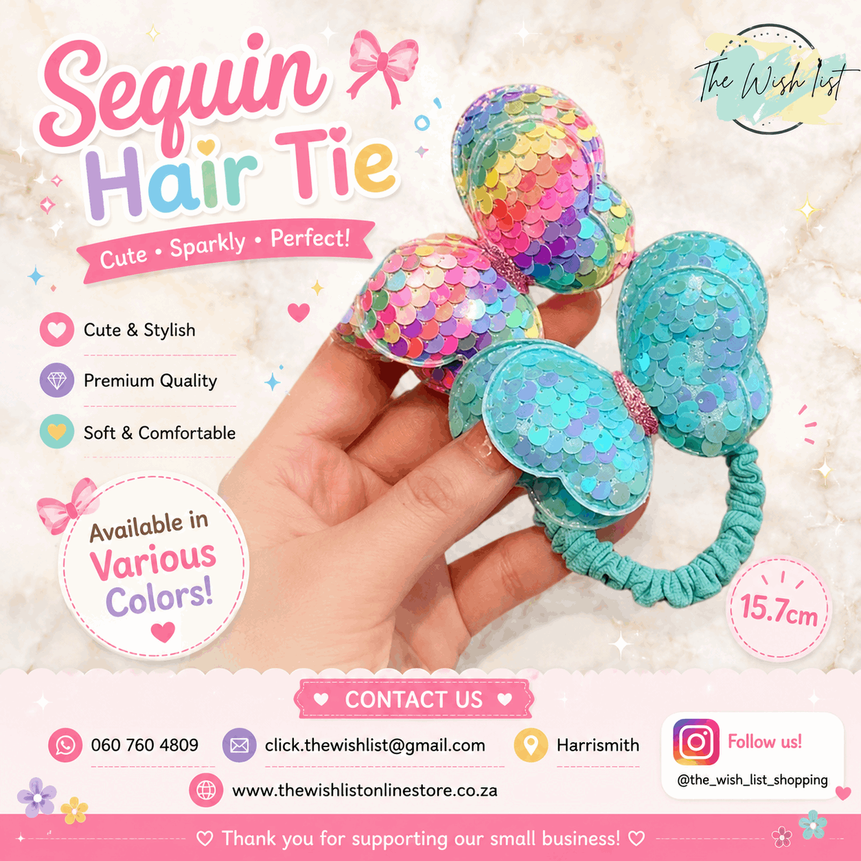 Butterfly Sequin Hair tie for Girls - Large