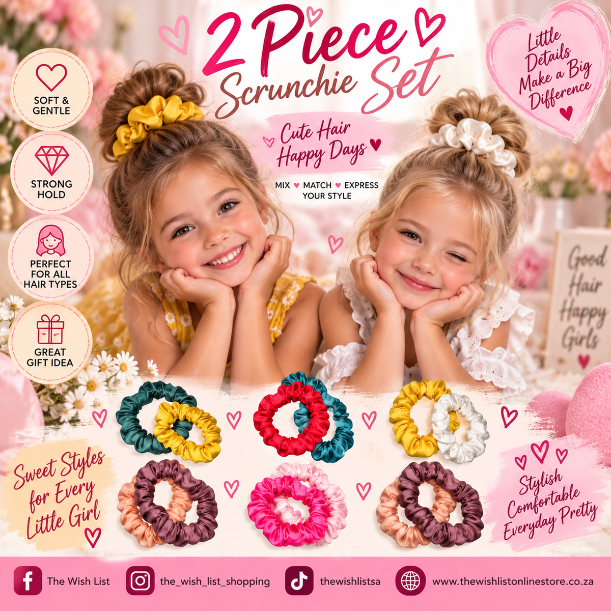 2pcs Solid Vibrant colors Scrunchie Casual For Daily Use