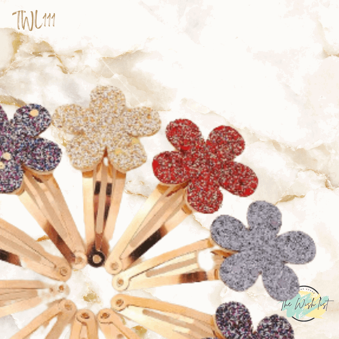 2 Pce Gradient Glitter Hair Clips, Simple And Sweet Style