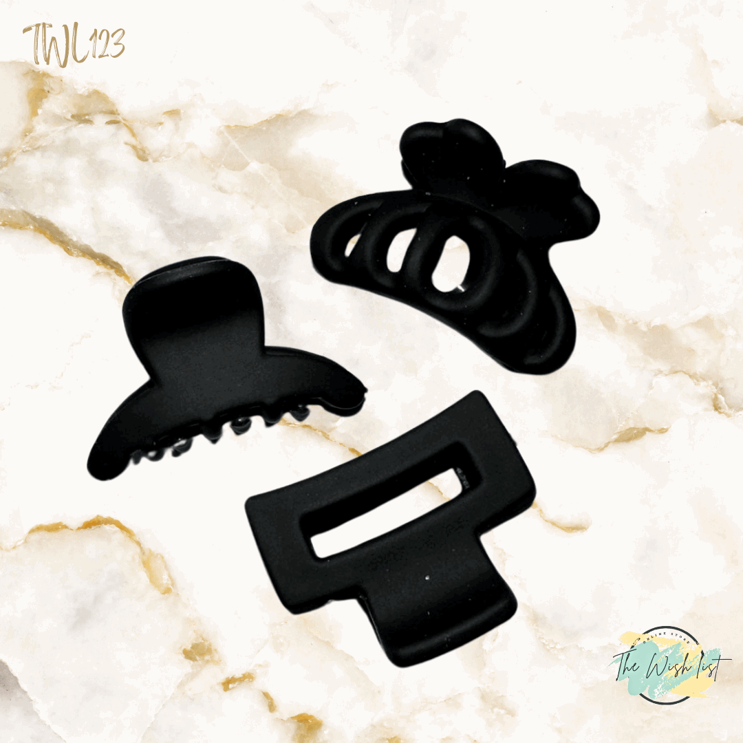 3Pce Solid Matte hair claw, Flower Claw, Plastic small claw