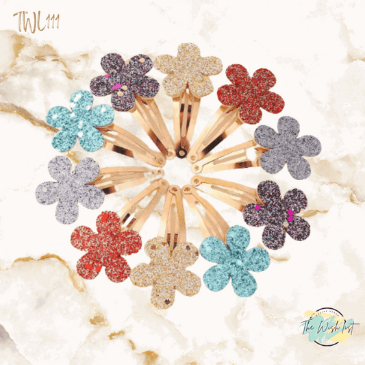 2 Pce Gradient Glitter Hair Clips, Simple And Sweet Style