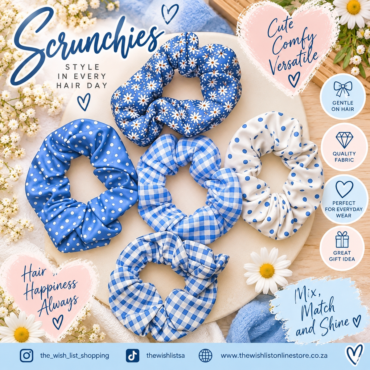 Blue & White Scrunchie Collection