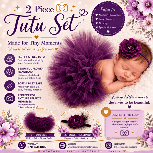 Newborn Baby Girls' Birthday Tutu Dress & Headband Set baby Shower Gifts -2Pcs Purple