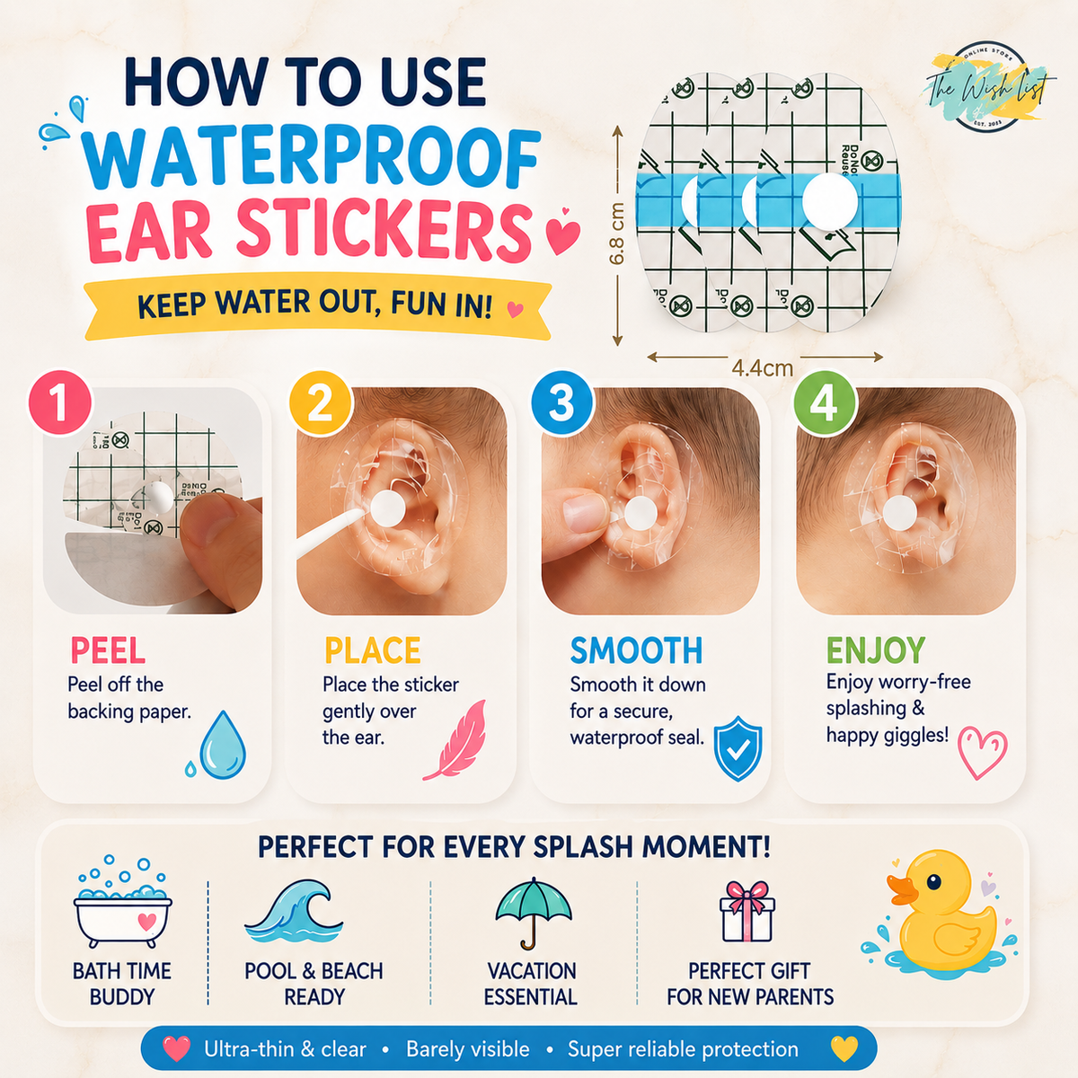 Waterproof ear protection stickers for babie, Toddler and kids