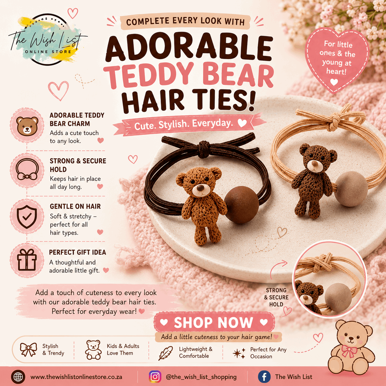 Teddie hair tie - 2Pcs