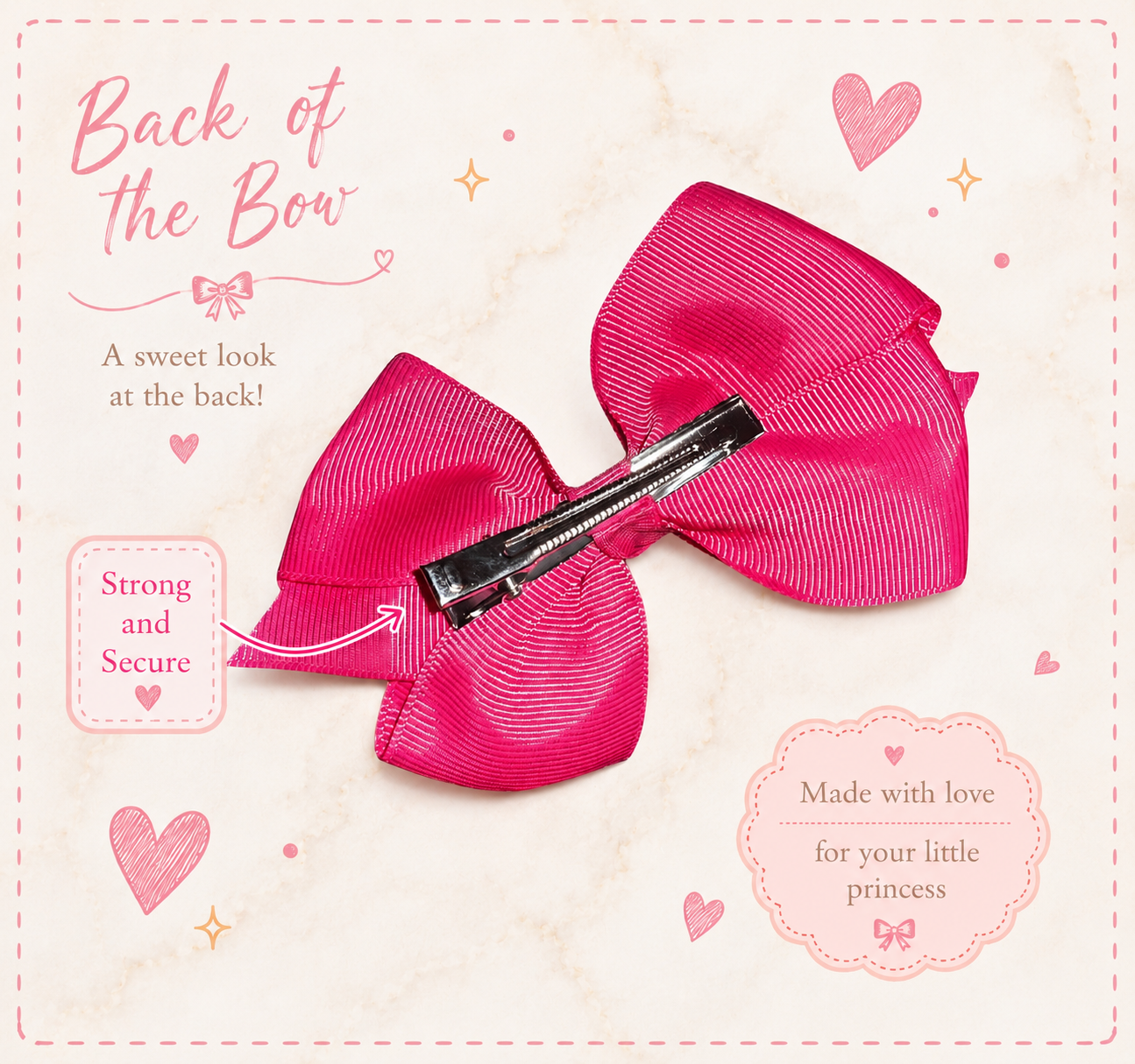 Girl's assorted Ribbon Print Medium Bow Decor Hair Clip.