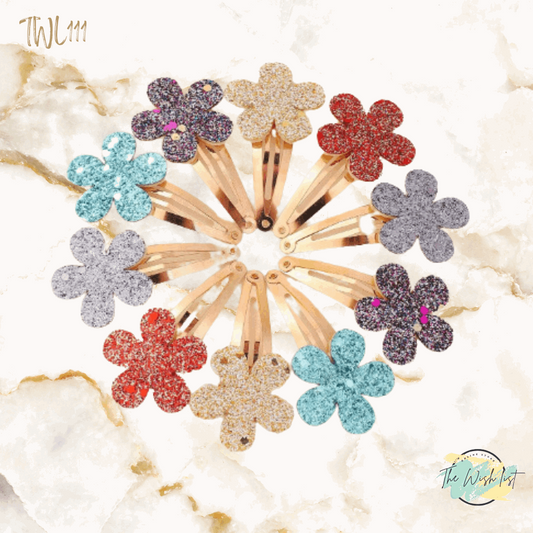 2 Pce Gradient Glitter Hair Clips, Simple And Sweet Style