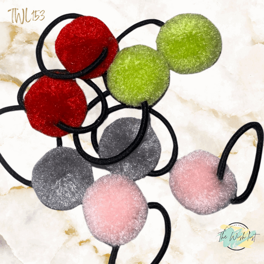 2Pce Fluffy Pom Poms Hair Tie for Girls