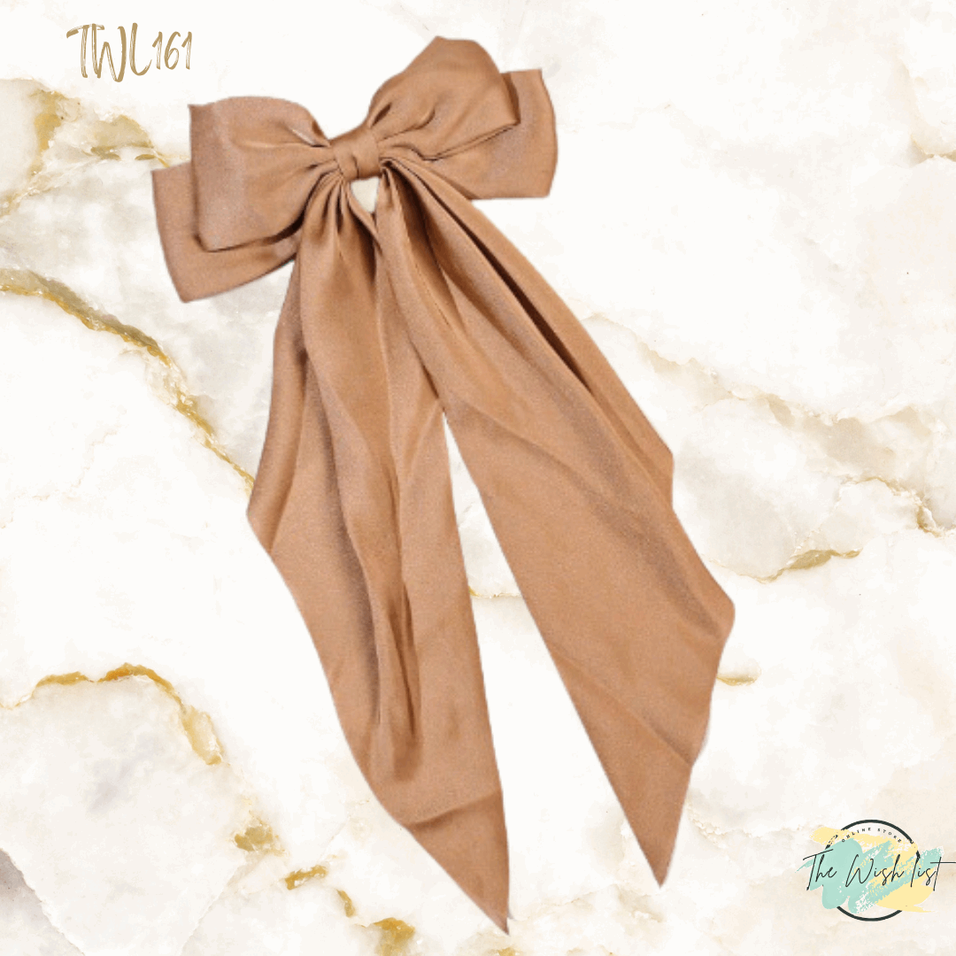 Hair Bow wit Clip- Large, Black, Red Pink, White , Toffee