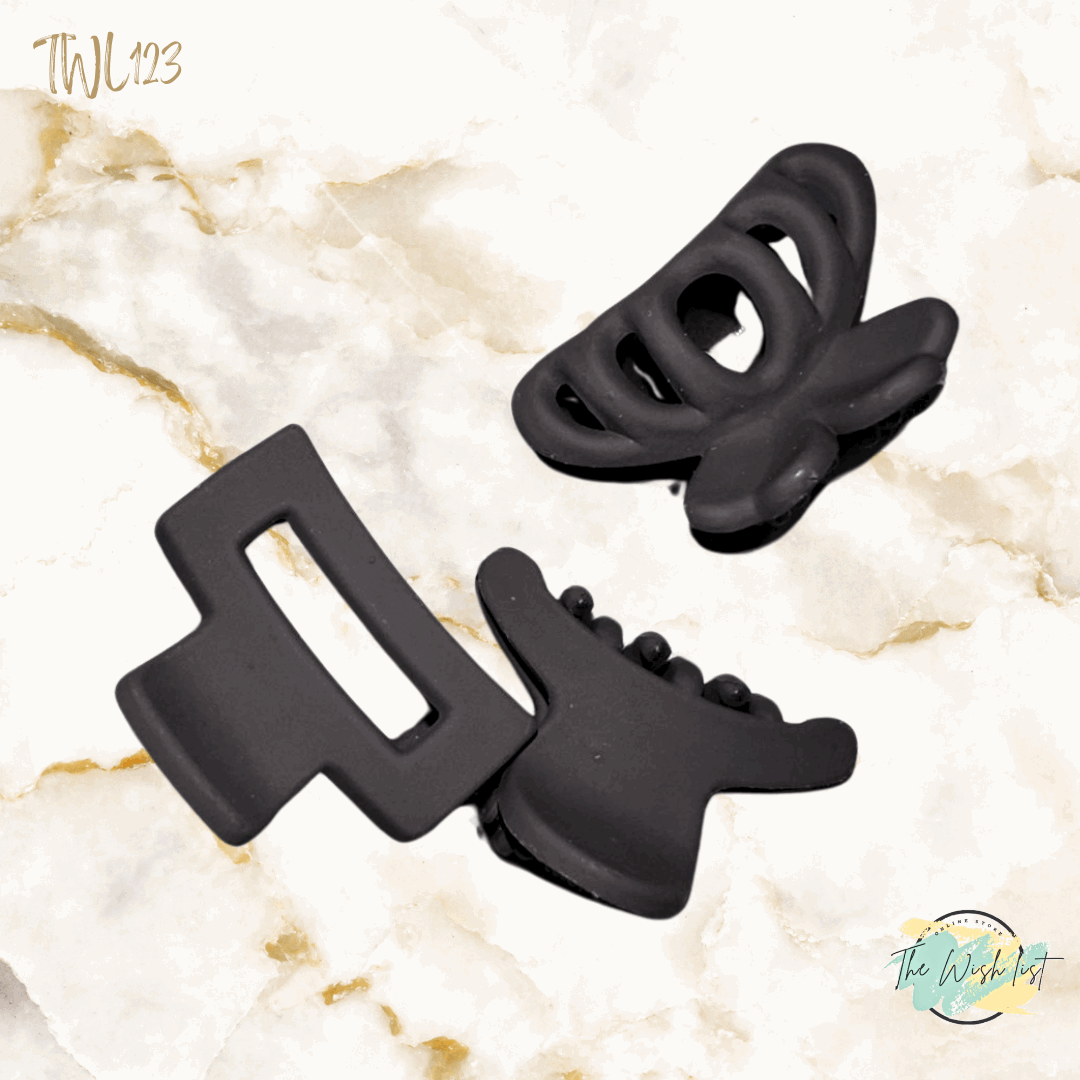 3Pce Solid Matte hair claw, Flower Claw, Plastic small claw