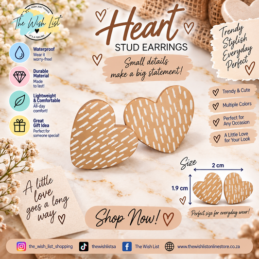 Heart Stud Earrings - Assorted colors