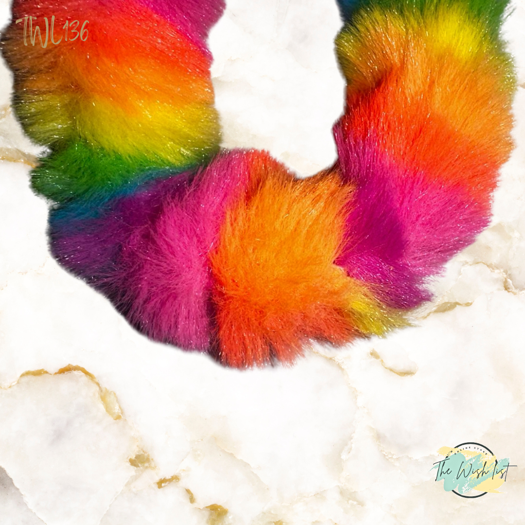 Neon Bright Block Colored Fluffy Scrunchies