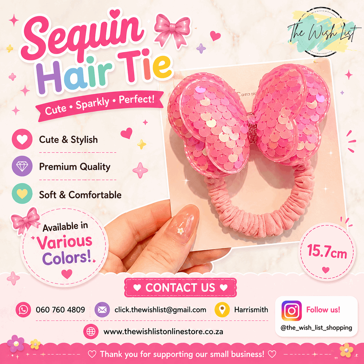 Butterfly Sequin Hair tie for Girls - Large
