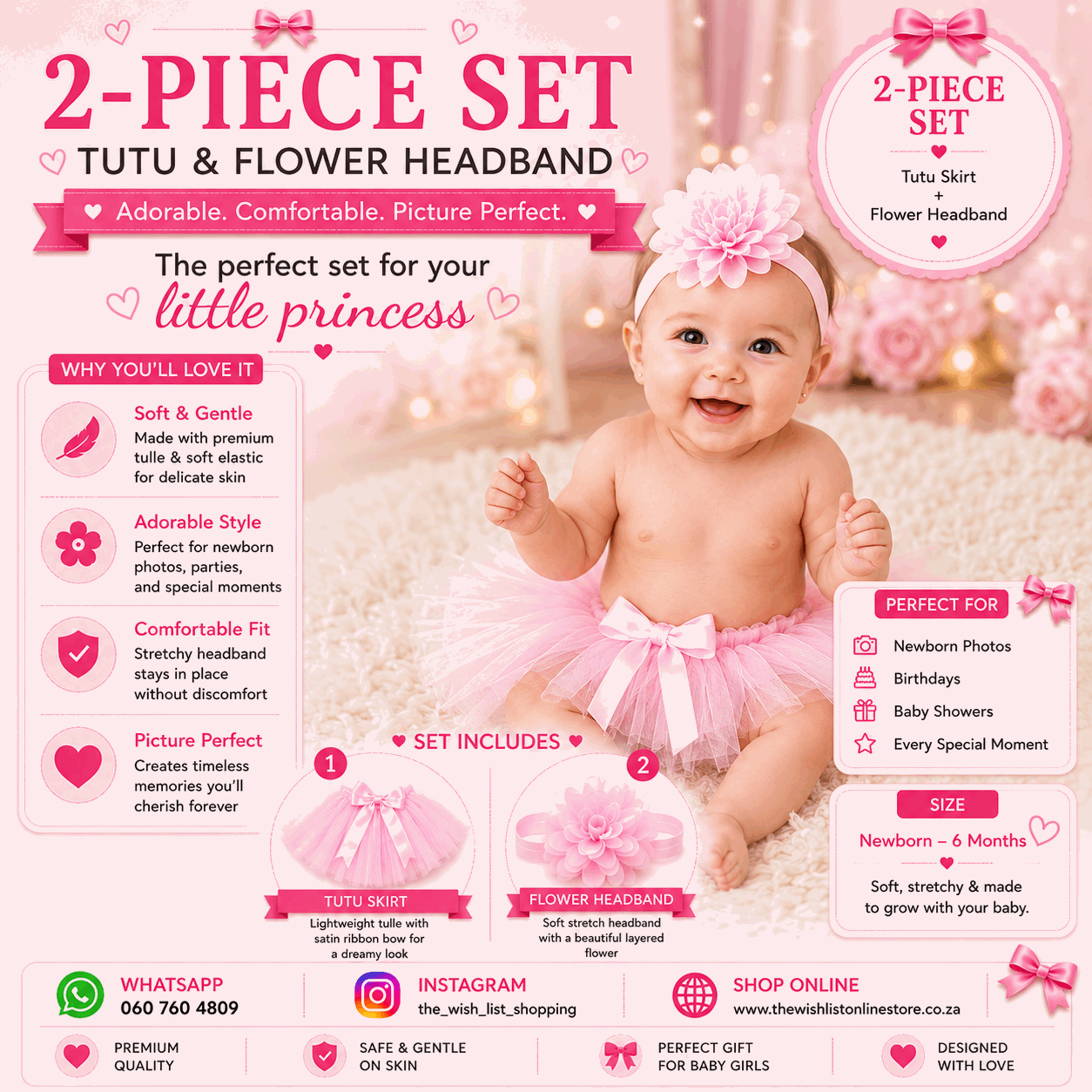 Newborn Baby Girls' Birthday Tutu Dress & Headband Set baby Shower Gifts -2Pcs