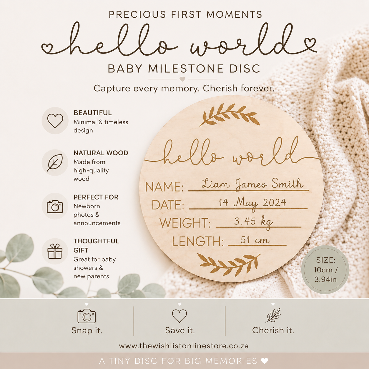 Leaf Style Wooden Baby Commemorative Plaque For Girls/Boys