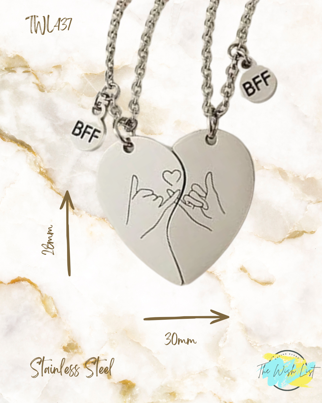 2 Pce BFF - Best friends forever Necklace