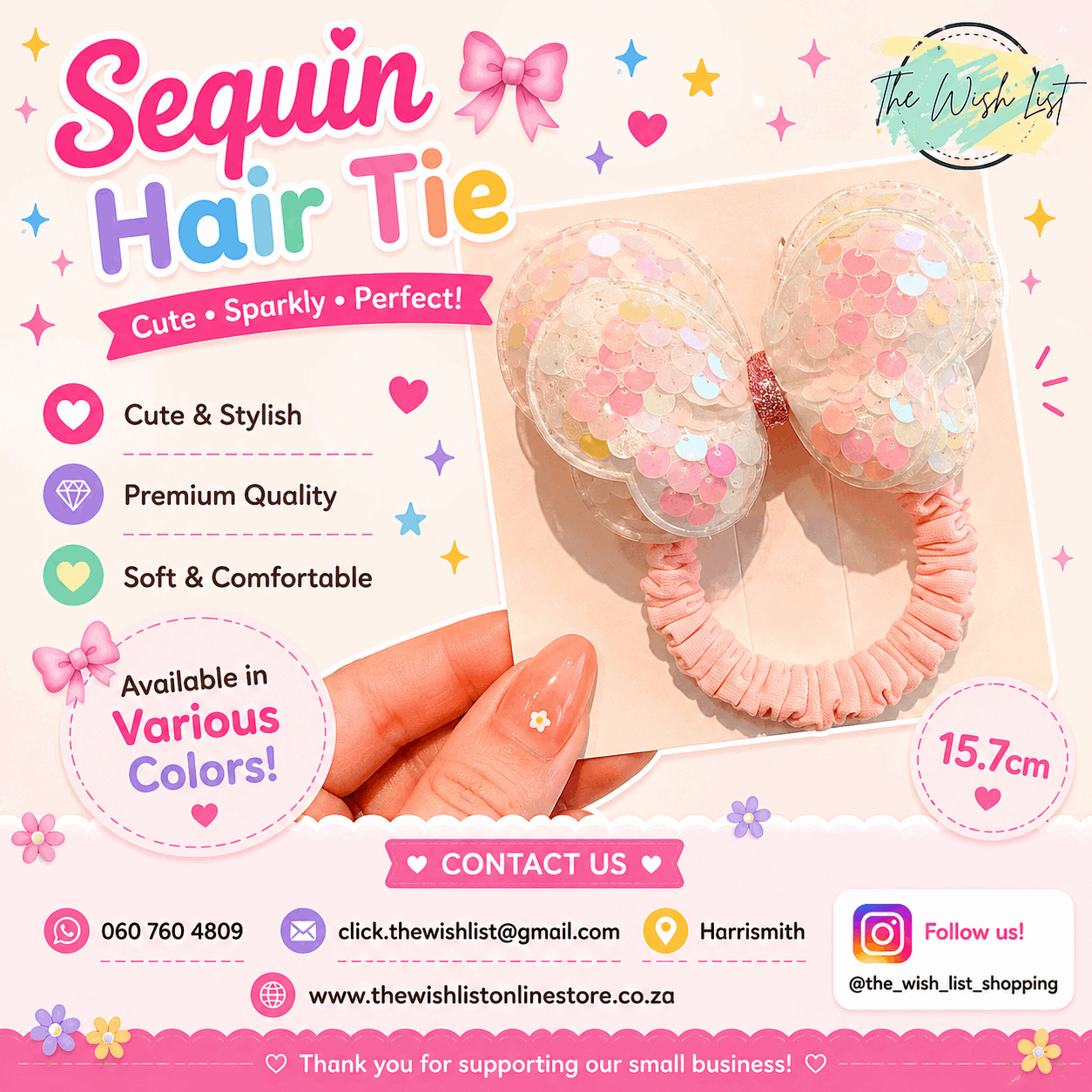 Butterfly Sequin Hair tie for Girls - Large