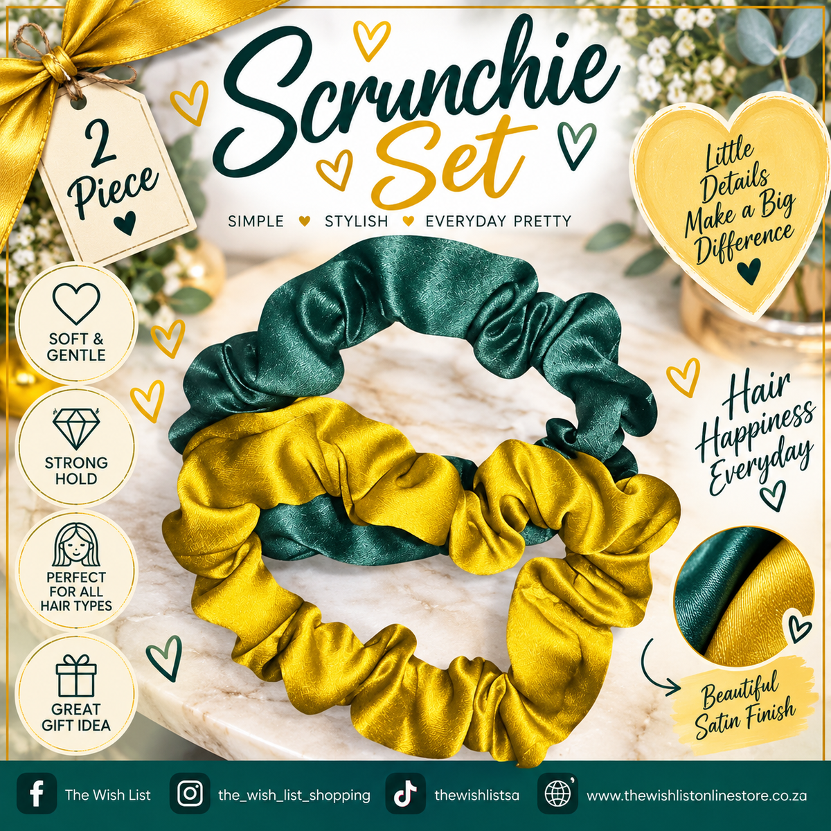 2pcs Solid Vibrant colors Scrunchie Casual For Daily Use