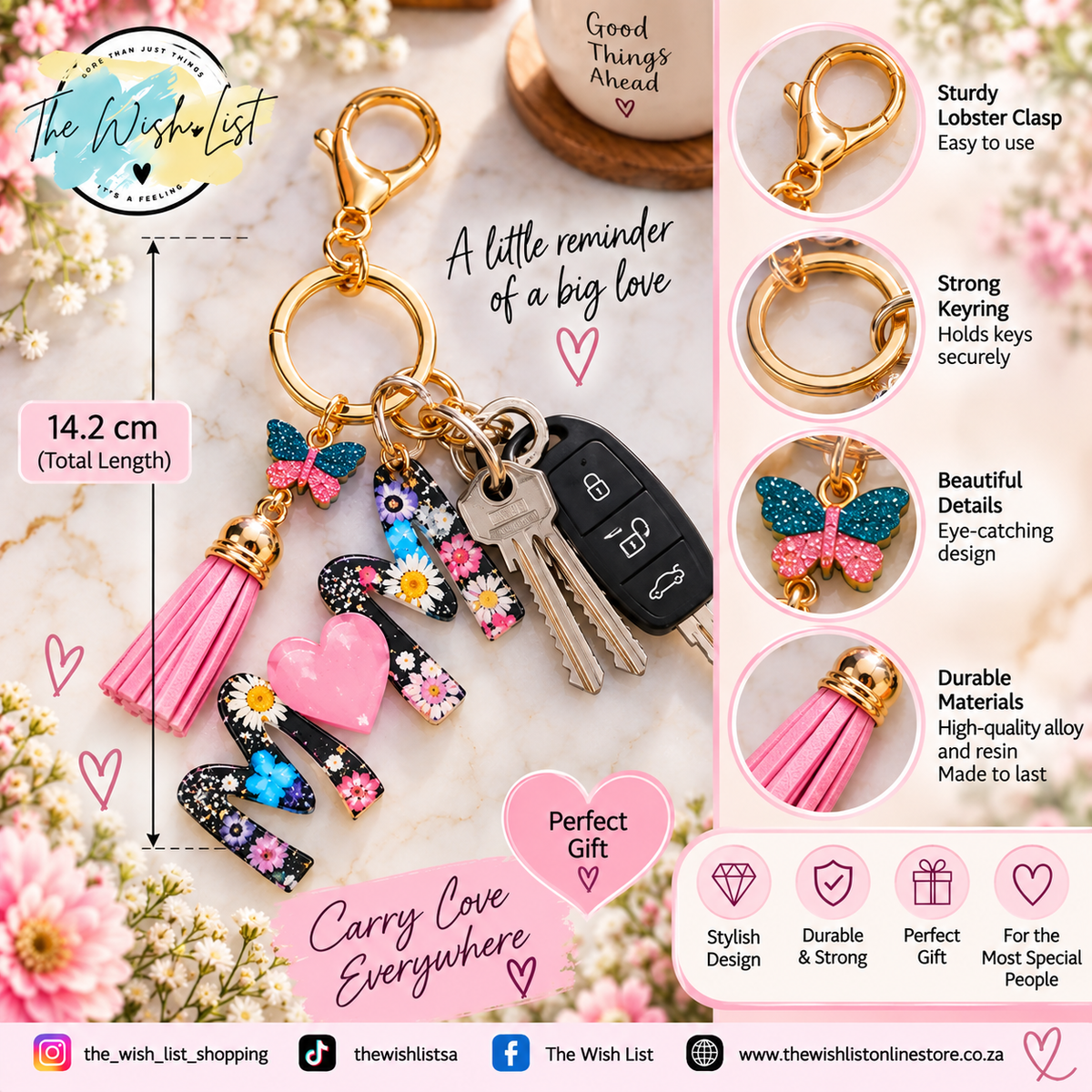 MOM Floral Heart Keyring – A Little Reminder of a Big Love