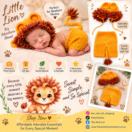 Little Lion Newborn 2-Piece Photo Outfit, Baby Knitted Photo Props