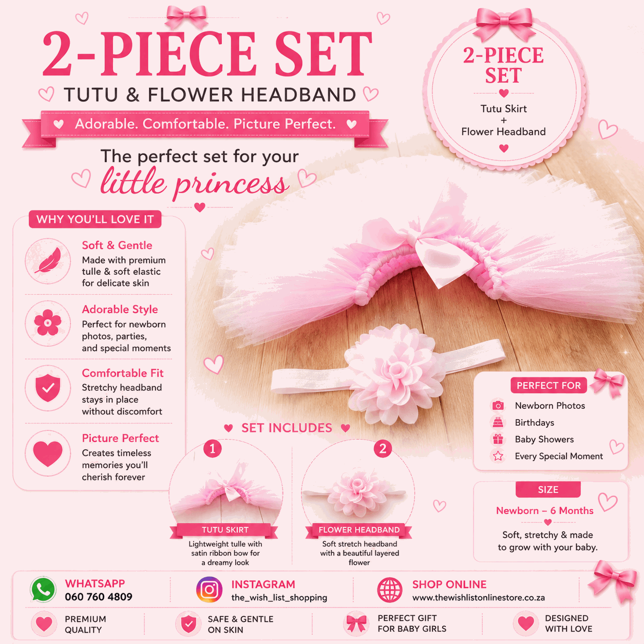 Newborn Baby Girls' Birthday Tutu Dress & Headband Set baby Shower Gifts -2Pcs