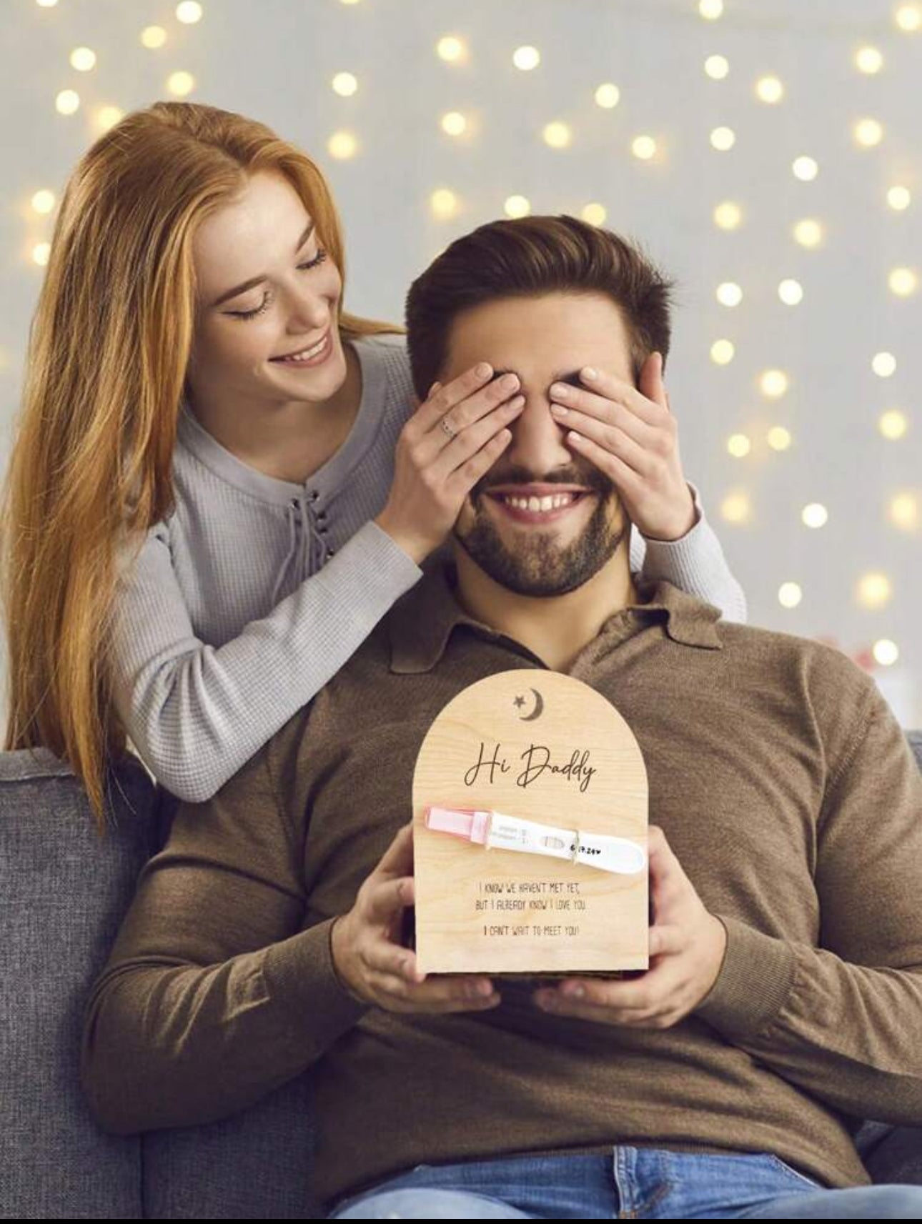 Pregnancy Announcement For Dad- Hi Daddy Pregnancy Test Keepsake Wooden Sign- Baby Surprise Announcement Ideas, Pregnancy Reveal To Husband, Daddy To Be Gifts