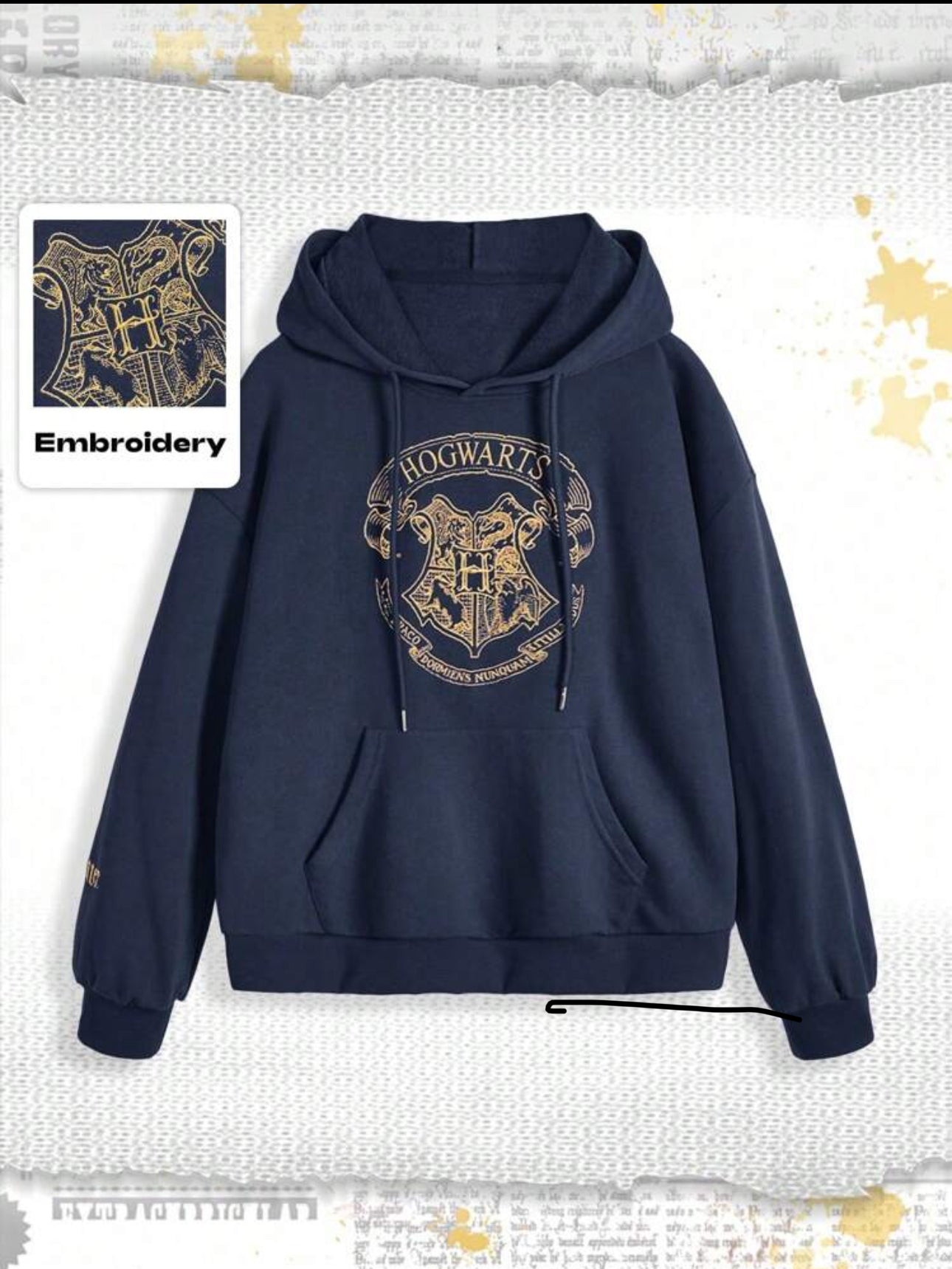 Harry Potter Women Embroidered Graphic Loose Fit Hooded Sweatshirt