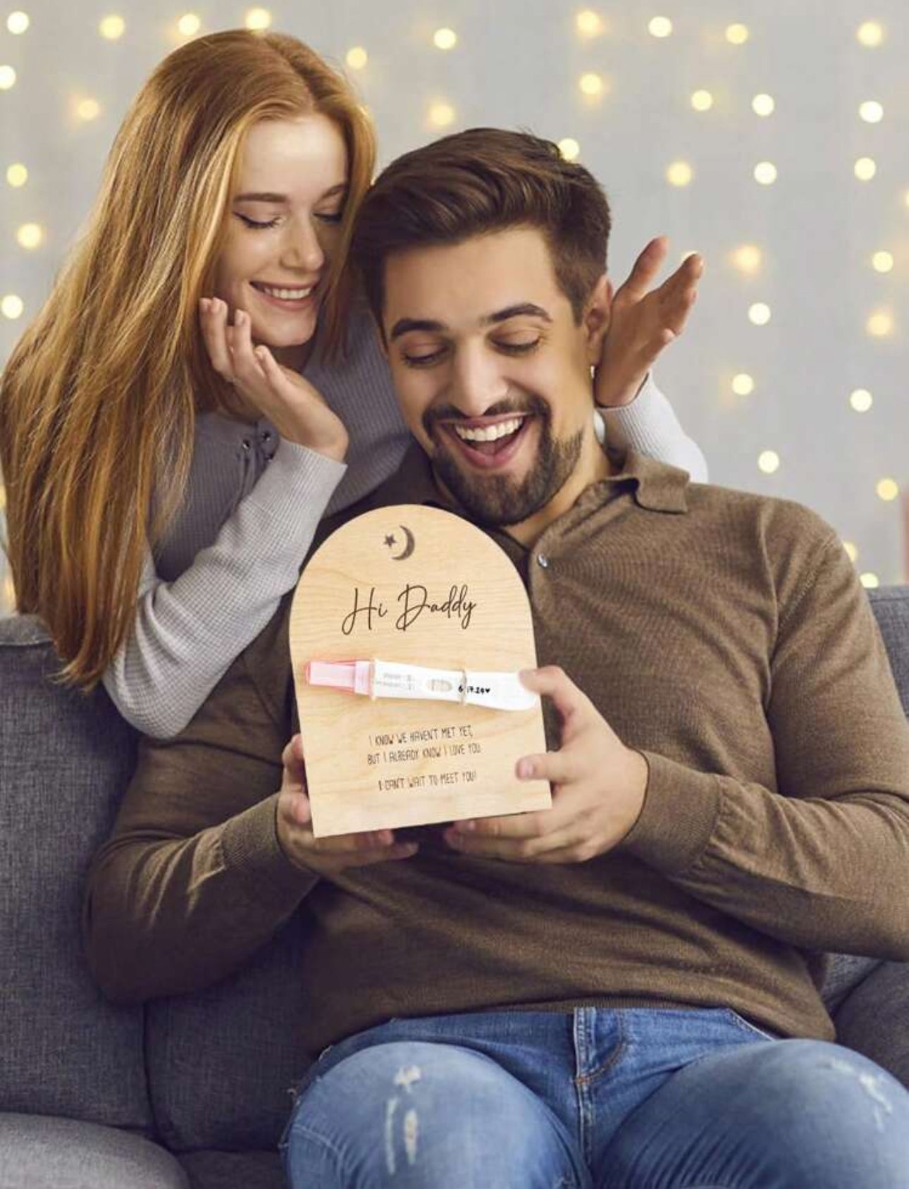 Pregnancy Announcement For Dad- Hi Daddy Pregnancy Test Keepsake Wooden Sign- Baby Surprise Announcement Ideas, Pregnancy Reveal To Husband, Daddy To Be Gifts