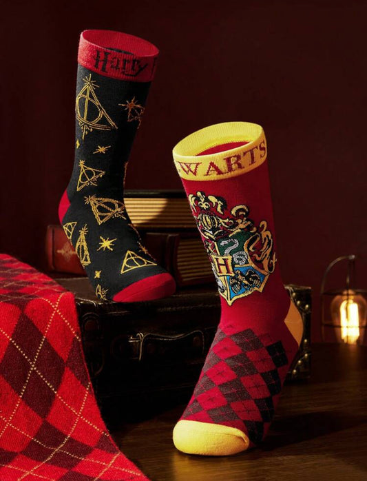 HARRY POTTER X 2 Pairs Women's Geometric And Animal Patch Colorblock Socks