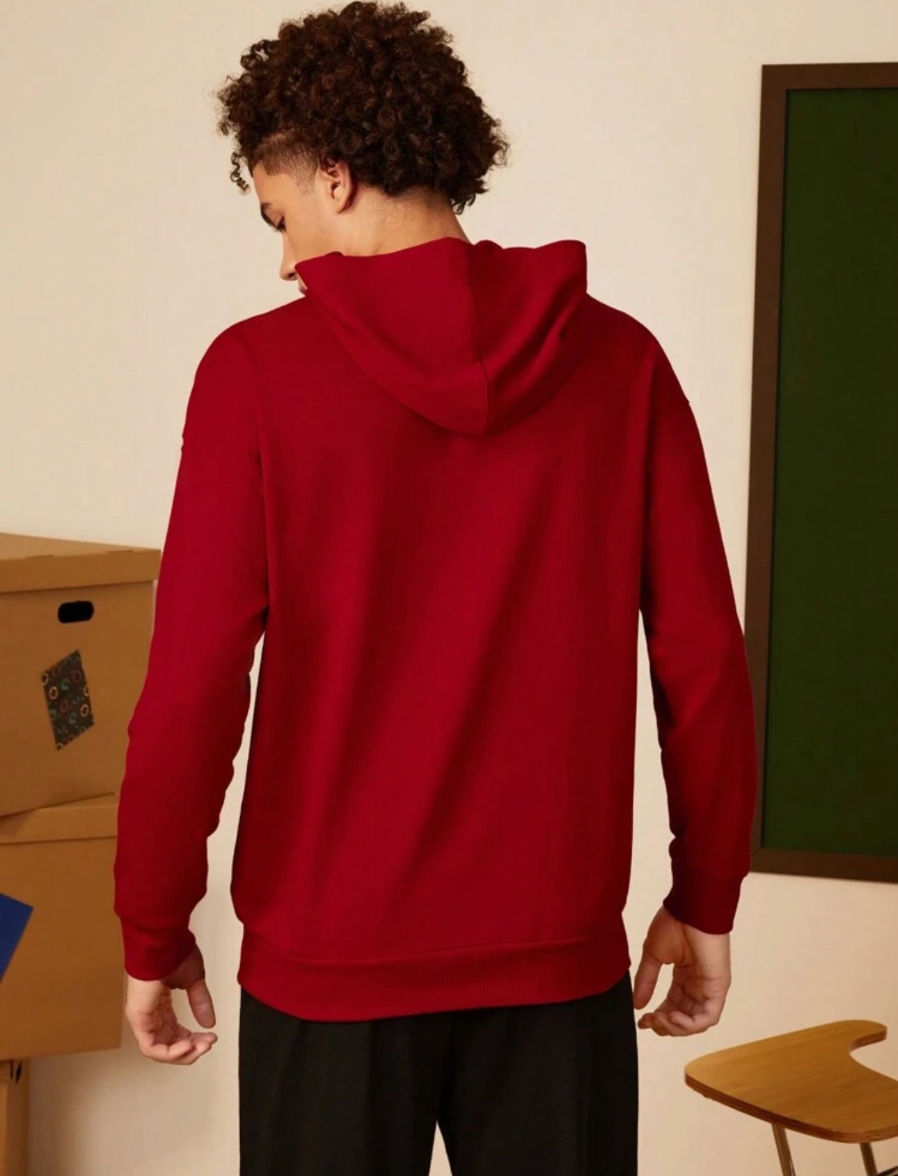 HARRY POTTER Men's Hogwarts Burgundy Print Casual Hooded Sweatshirt