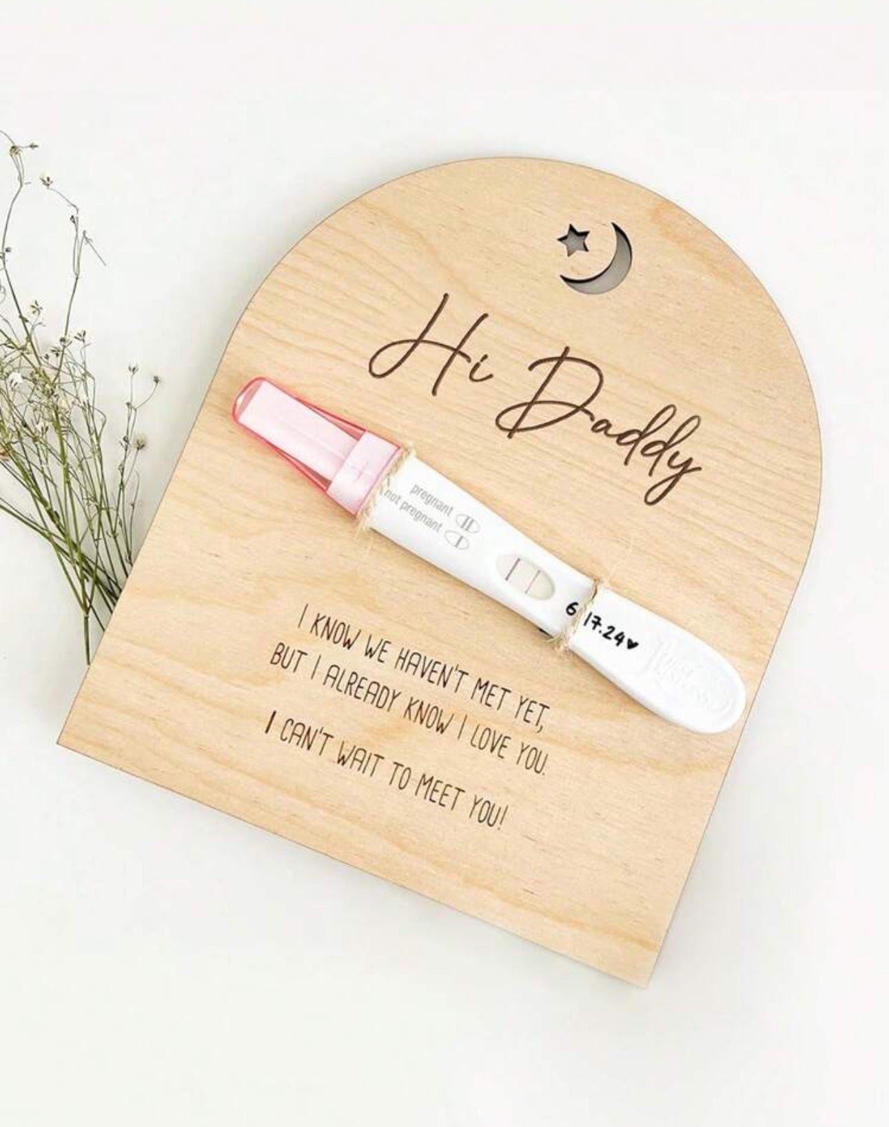 Pregnancy Announcement For Dad- Hi Daddy Pregnancy Test Keepsake Wooden Sign- Baby Surprise Announcement Ideas, Pregnancy Reveal To Husband, Daddy To Be Gifts