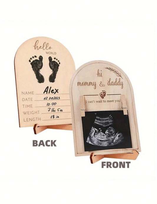 Wooden Ultrasonic Photo Frame, Pregnancy Announcement Or Baby Birth Displaybaby.