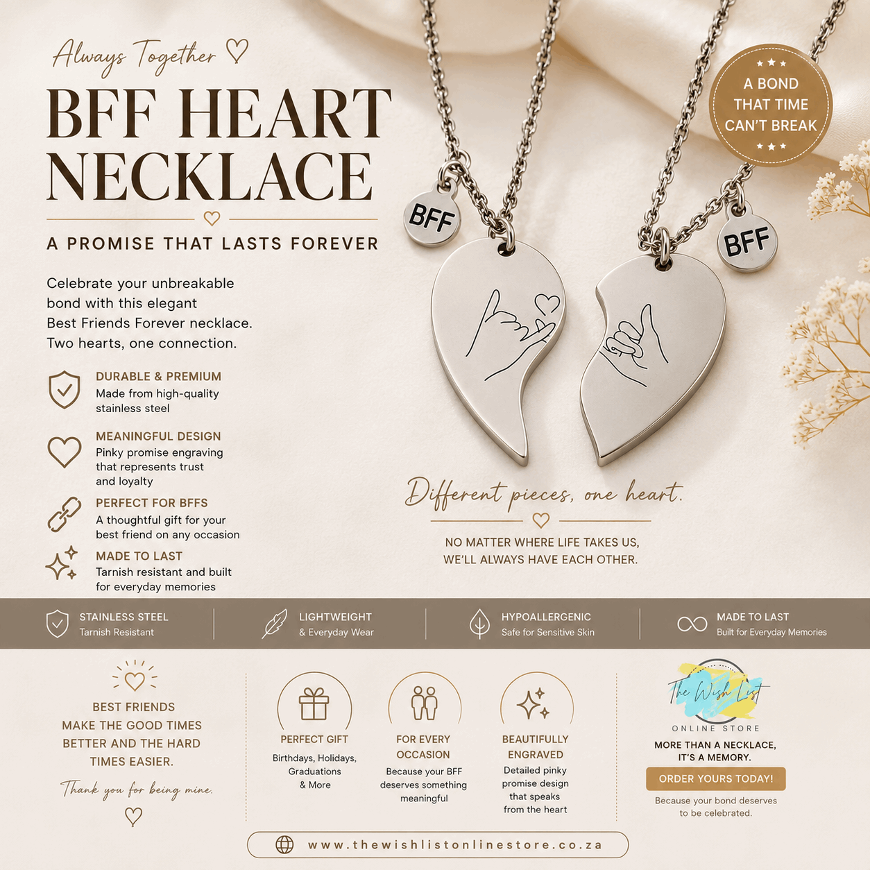 2 Pce BFF - Best friends forever Necklace