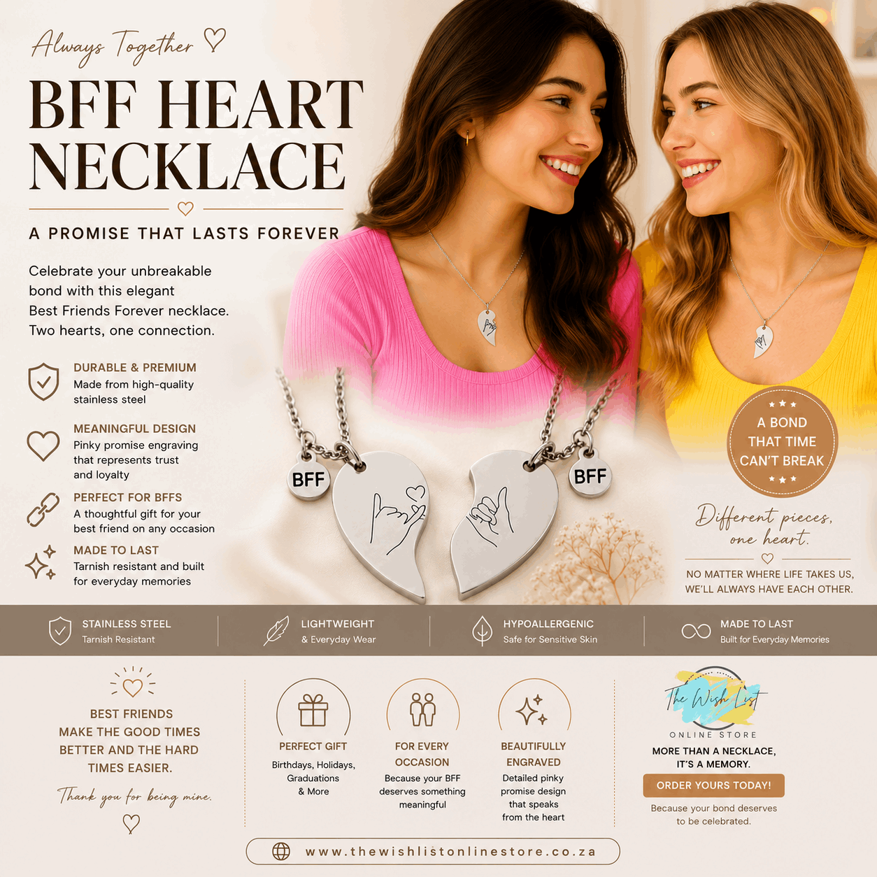 2 Pce BFF - Best friends forever Necklace