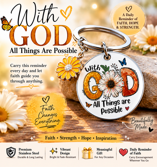 With God all things are possible key chain/ Wallet accessory - stainless Steel