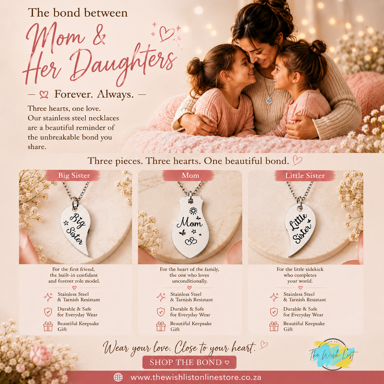 Mother & Daughters Necklace - 3 piece