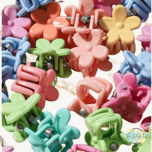 Assorted colors Flower hair claws for girls / 10Pce