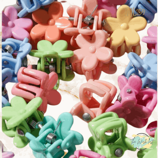Assorted colors Flower hair claws for girls / 10Pce
